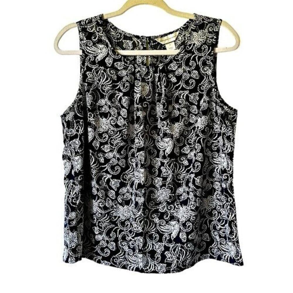 Women's Christopher Banks Sleeveless Blouse Top Layering‎ Blue Medium